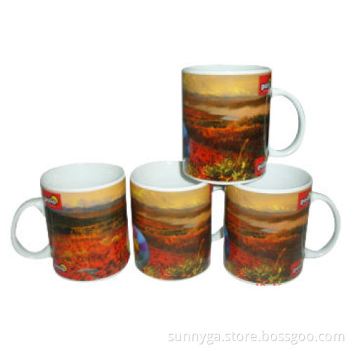 11oz Ceramic Mugs with Standard "C" Handle and Multi-colors of Full Wrap Decals